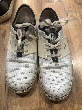 Puma Men’s White and Black Perforated Lace-Up Sneakers